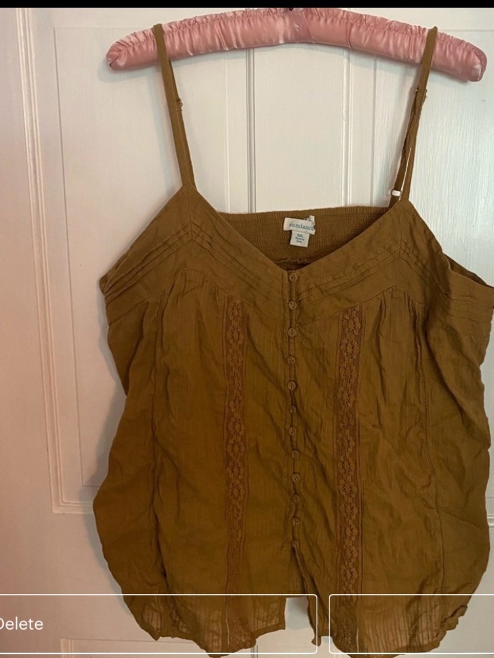 Sundance Mustard Lace-Trim Button-Front Camisole